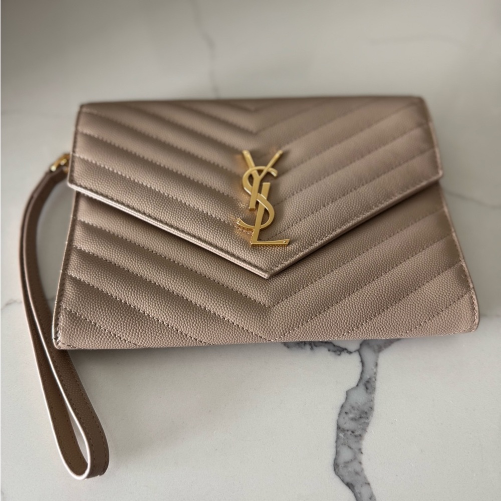 Saint Laurent Cassandre Clutch – Quilted Leather (Retails $830)